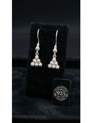 Erdobia 925 Ayar Geleneksel Telkari Midyat Bereket Serisi Üçgen Sallantılı Kanca Gümüş Küpe