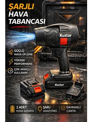Kustar Güçlü Şarjlı Hava Tabancası | Araç Kurutma | Ateş Tutuşturma | Elektronik Temizliği | Soğutma