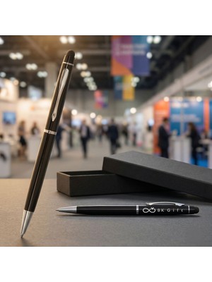BK Gift Bk Kurumsal Promosyon 1022 Metal Siyah Touchpen Kalem(10 Adet) – Lazer Baskılı Logolu Tükenmez Kalem