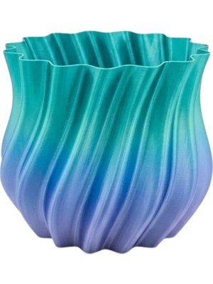 Asa Store Mavi Degrade Kıvrımlı 3D Vazo Minimal Modern Ev Dekoru