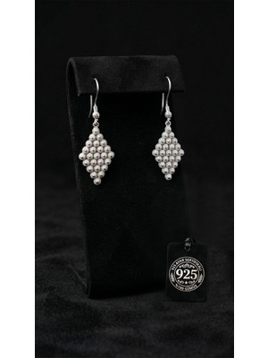 Roza Silver 925 Ayar Geleneksel Telkari Midyat Bereket Serisi Karo Sallantılı Kanca Gümüş Küpe - Büyük