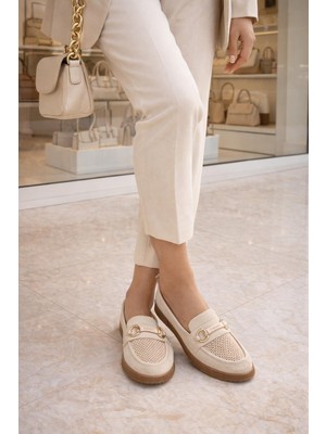 ModaOnn Kadın Süet  Tokalı Loafer