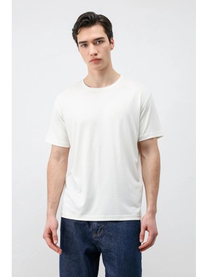 Antioch Ekru Regular Fit Modal Teknik Kumaş Erkek T-Shirt