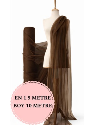 Narin Kumaş Evi Yırtılmaz Hayal Tül Premium Kahverengi - Organizasyon, Düğün, Abiye, Paketleme, Süsleme Tülü