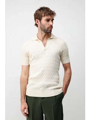 Antioch Natur Dokulu Örgülü Erkek Triko T-Shirt