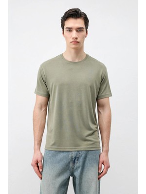 Antioch Haki Regular Fit Modal Teknik Kumaş Erkek T-Shirt