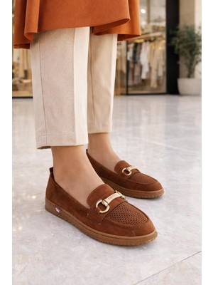 ModaOnn Kadın Süet  Tokalı Loafer