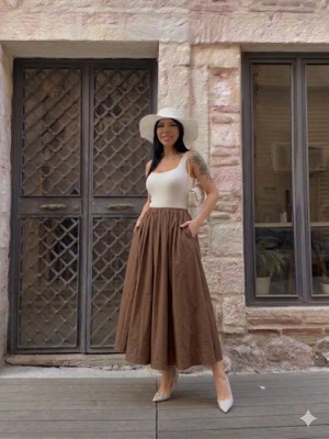 Şerice Kadın Kloş Kesim Cepli Maxi Elbise - Yeni Sezon Şık Tasarım (Beden Ölçüleri Açıklamada)