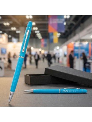 BK Gift Bk Kurumsal Promosyon 1022 Metal Turkuaz Touchpen Kalem(10 Adet) – Lazer Baskılı Logolu Tükenmez Kalem