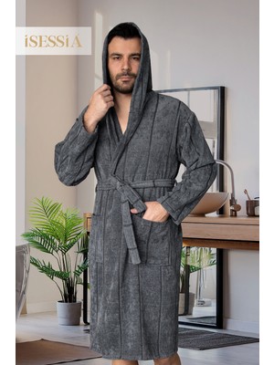 Isessia Mila Pamuklu Kapüşonlu Bornoz | Kadın & Erkek | Yumuşak Banyo Bornozu