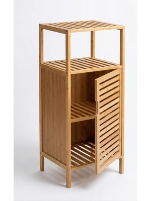 Milonsa Bambu Banyo Dolabı Çok Amaçlı Raflı Organizer – Kapaklı Havluluk, Wc Düzenleyici, Ahşap Banyo Rafı