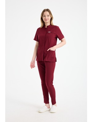 Scrubs Kadın Hakim Yaka Doktor Üniforması Üst Forma – Likralı Medikal Giyim | Carex