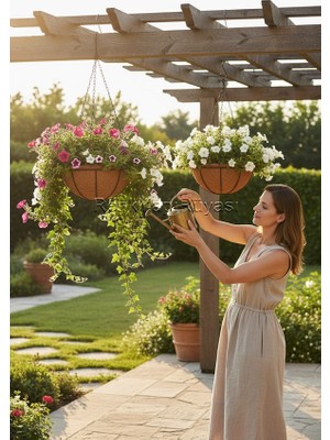 Renk Yapı Rüyası Metal Paslanmaz Siyah Sepetli Saksı Askısı Dekoratif Sepet Saksılık Sepetli Saksılık Çap 21CM / 25