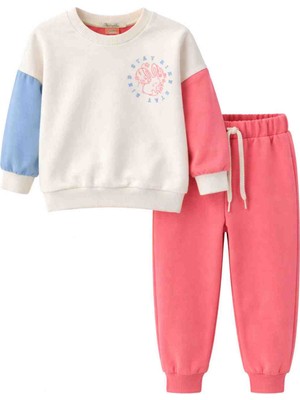 Monvoi Kız Çocuk Tavşan Baskılı 2’li Takım (Sweatshirt + Eşofman Altı)