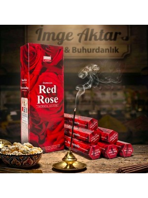 İmge Aktar Darshan Red Rose (Kırmızı Gül) Çubuk Tütsü (20'li Paket) - Romantik