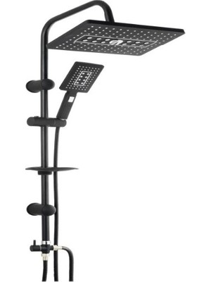 Lüks Robot Duş Seti Mat Siyah Dikdörtgen | Çok Fonksiyonlu Yağmur Robot Duş Sistemi Siyah ( Lisinya )