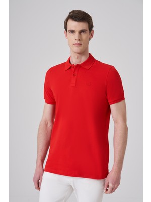 Morven  Erkek Kırmızı Basic Polo Yaka Dynamic Fit T-Shirt