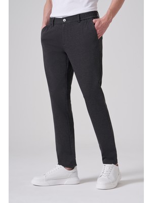 Morven  Erkek Füme Trend Düz Tam Lastikli Slim Fit Pantolon