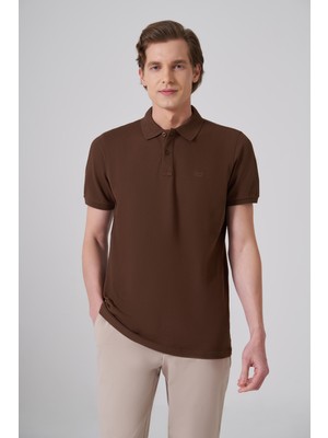 Morven  Erkek Kahve Basic Polo Yaka Dynamic Fit T-Shirt
