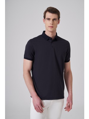 Morven  Erkek Lacivert Trend Jakarlı Polo Yaka Dinamik Fit T-Shirt