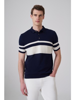Morven  Erkek Lacivert Trend Soft Pamuk Polo Yaka Triko T-Shirt