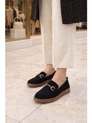ModaOnn Kadın Süet  Tokalı Loafer