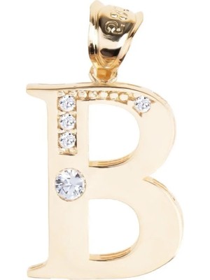 Hakan Mücevherat B Harfi Taşlı 14 Ayar Altın Kolye Ucu