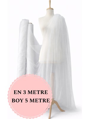 Narin Kumaş Evi Kristal Tül Beyaz - Duvak, Düğün, Nişan, Gelinlik, Parti, Doğum Günü, Cibinlik, Süsleme Tülü