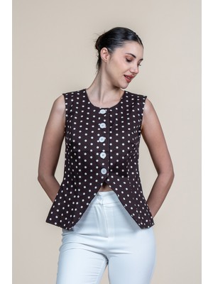 MissVina Puantiye Desenli Kısa Yelek 9144