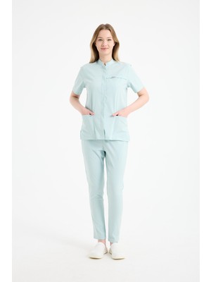 Scrubs Kadın Hakim Yaka Doktor Üniforması Üst Forma – Likralı Medikal Giyim | Carex