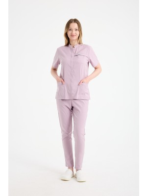 Scrubs Kadın Hakim Yaka Doktor Üniforması Üst Forma – Likralı Medikal Giyim | Carex