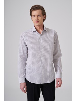 Morven  Erkek Kahve Pamuk Trend Dynamic Fit Italyan Yaka Gömlek