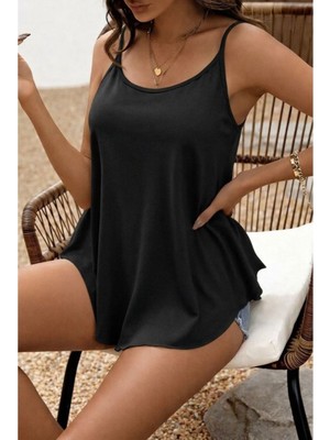 byasafkids Kadın Ip Askılı Yuvarlak Yakalı Uzun Viskon Bluz