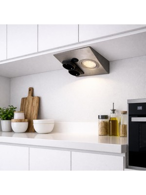 Sekatech Tezgah Altı Prizli LED Aydınlatma Armatürü 3000K Sıcak Işık Inox Metal Kasa 220V Anahtarlı Çift Prizli Kompakt Tasarım