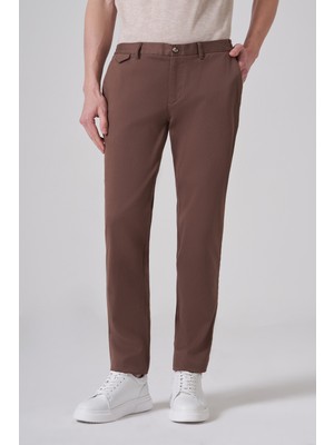 Morven  Erkek Vizon Pamuk Trend Slim Fit Chino Pantolon