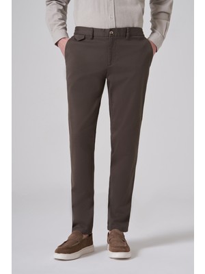 Morven  Erkek Haki Pamuk Trend Slim Fit Chino Pantolon