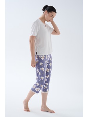 Hays Kadın Viskoz Kısa Kollu V Yaka Midi Pijama Takımı