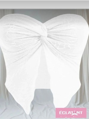 Kadın Desenli Tül Büstiyer - Straplez Düğümlü Asimetrik Crop Top