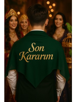 Evsay Özel Yazılı Damat Kına Asker Şalı Omuz Örtüsü Nakış Işlemeli Özel 100*100 cm Sarı