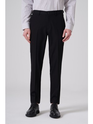 Morven  Erkek Siyah Slim Fit Tokalı Pantolon