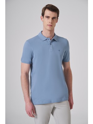 Morven  Erkek Mavi Basic Polo Yaka Dynamic Fit T-Shirt