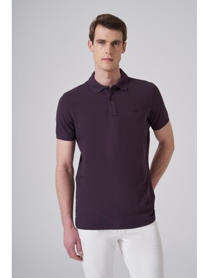 Morven  Erkek Mürdüm Basic Polo Yaka Dynamic Fit T-Shirt
