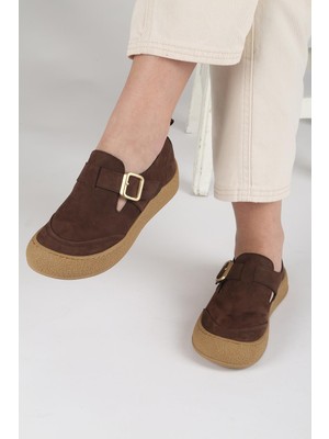 Benetton Pierre Cardin Luna Hakiki Deri Kahve Slip-On Tokalı Kadın Ayakkabı