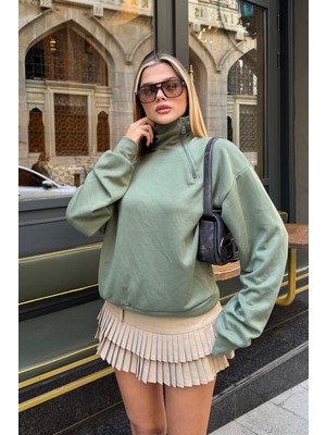 la & vetta Yumuşak Dokulu Yan Fermuarlı Sweatshirt