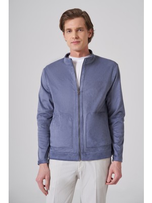 Morven  Erkek Mavi Trend Baharlık Çift Taraflı Süet Mont