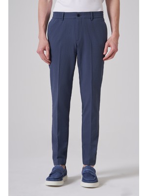 Morven  Erkek Indigo Trend Gofre Slim Fit Pantolon