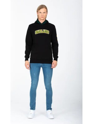 Dynamo Erkek Siyah Kapüşonlu Kanguru Cepli Içi Şardonlu  Pamuklu Sweatshirt 6756