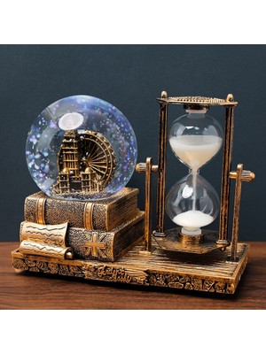 Rivera Tech Rvrtt Dekoratif Kar Küresi ve Kum Saati Gold Renk