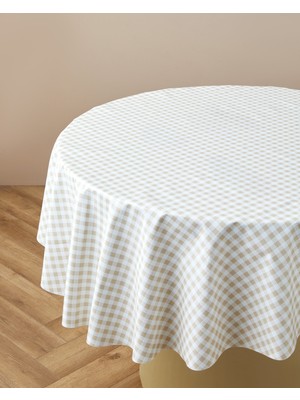 English Home Gridlane Pvc Yuvarlak Masa Örtüsü 140 cm Bej