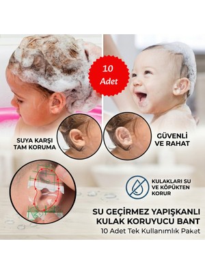 Doori Su Geçirmez Yapışkanlı Kulak Koruyucu Bant | Duş Için Bebek & Çocuk Banyo Kulak Koruma Bandı